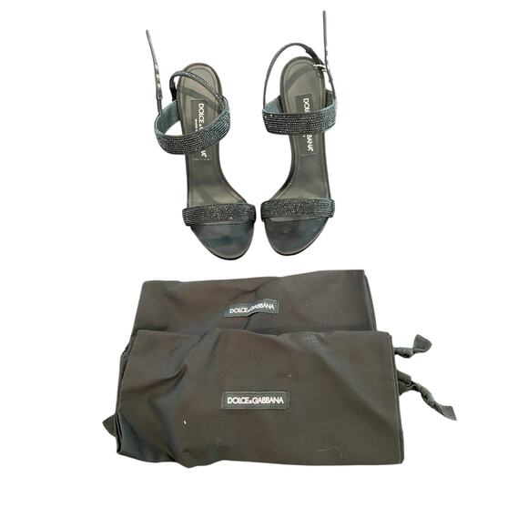 Dolce & Gabbana Keira Sandals Silk Leather Fusible Rhinestones Classy Gala US 8 - Picture 14 of 14